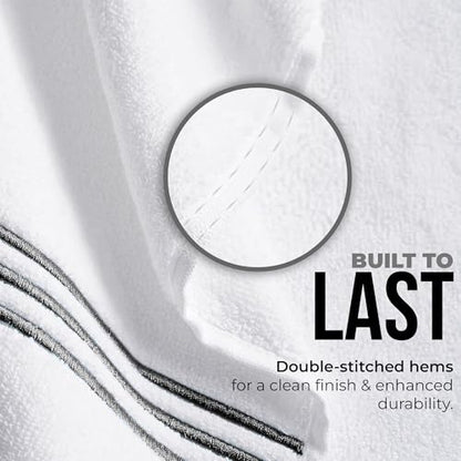 8-Piece Premium Towel Set, 2 Bath Towels, 2 Hand Towels, and 4 Wash Cloths, 100% Ring Spun Cotton Highly Absorbent Towels for Bathroom, Gym, Hotel, and Spa - color: Black