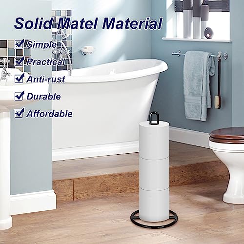 Toilet Paper Holder Stand, OBODING, Black Freestanding Toilet Paper Holder for Storing 3 Rolls of Toilet Papers (Black) - color: Black