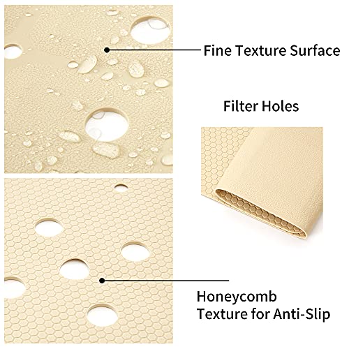 Webos Shower Mat for Textured Surface：Silicone Non Slip Shower Mat Without Suction Cups Foldable - Square Bath Mat for Reglazed Tub Textured Shower Floor (Beige, 21x21) - color: Beige