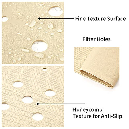 Webos Shower Mat for Textured Surface：Silicone Non Slip Shower Mat Without Suction Cups Foldable - Square Bath Mat for Reglazed Tub Textured Shower Floor (Beige, 21x21) - color: Beige