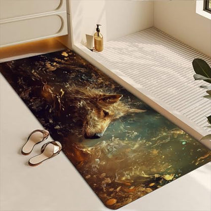 Bathroom Runner Mat Rugs Long,Exotic Dog Wild Animal Art Diatomite Stone Bath Mat Large Absorbent Diatomaceous Earth Mat Non Slip Fast Dry Shower Mat Bathroom Rugs Floor Mat 16x42in - color: Design18