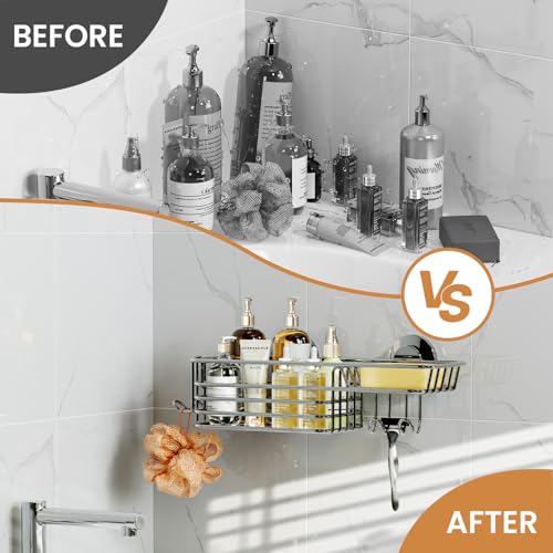 Shower Caddy Suction Cup Shower Shelves Shower Holder，Silver | No Drill, Heavy Duty, Small, Wall Mount, Soap Holder, Shampoo Holder - color: 1 X Silver