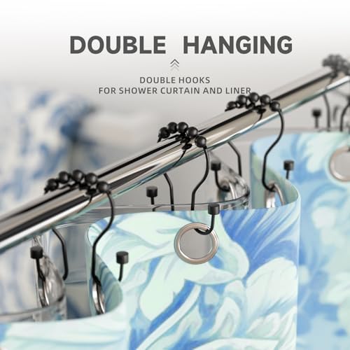 Bathway Shower Curtain Hooks, Shower Curtain Rings Rust Proof Double Hook Shower Curtain Hooks with Clindrical Design, 12 Pcs Black Shower Hooks for Shower Curtain, Metal Shower Rod Hooks - color: Black, style: Modern Shower Hooks with Cylinders