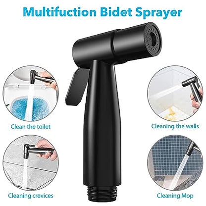 Handheld Bidet Sprayer Attachment G1/2 Toilet Bidet with 9.8ft Hose - color: Black
