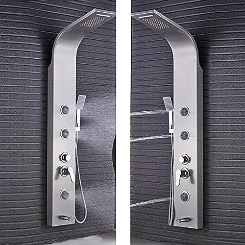 Brushed Nickel Bath Shower Panel Rainfall Waterfall Tower Shower Column with Body spa Massage Jets Spray Nozzle tub Faucet spout
