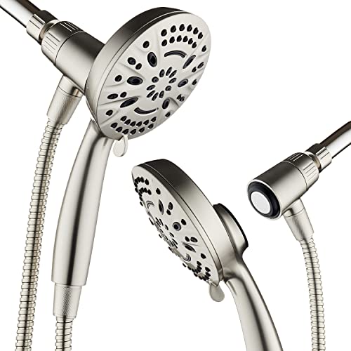 AquaDance New Magnetic Docking 8-setting High Pressure Handheld Shower Head | Space-age Magnetic Guidance Bracket System, Giant 5-inch Face, Extra-long 72-inch Stainless Steel Hose - Nickel - color: All Nickel