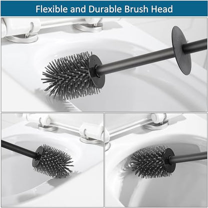 Toilet Brush and Holder 2 Pack for Two Bathrooms, Matte Black | Two complete freestanding sets equip a main bath and guest bath, or two bathrooms in one home, apartment or rental. - color: Black-2pcs