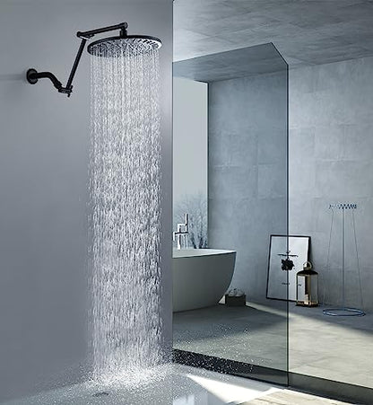BRIGHT SHOWERS Brass Shower Arm Extender for Rain and Handheld Shower Head, 14 Inch Universal Shower Head Extension Arm, Adjustable Height & Angle, Oil-Rubbed Bronze - color: Oil Rubbed Bronze, style: 14 Inch