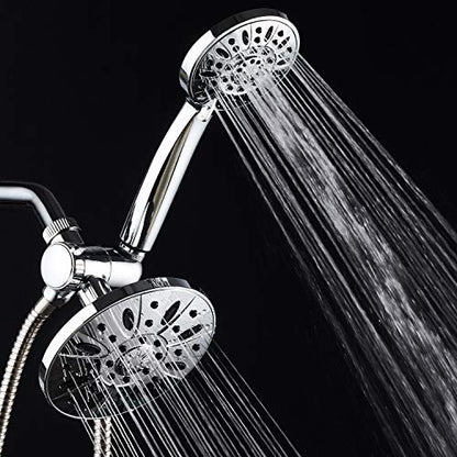 AquaDance 6" Premium High Pressure 3-way Rainfall Shower Combo Combines the Best of Both Worlds - Enjoy Luxurious Rain Showerhead and 6-setting Hand Held Shower Separately or Together! - color: Chrome