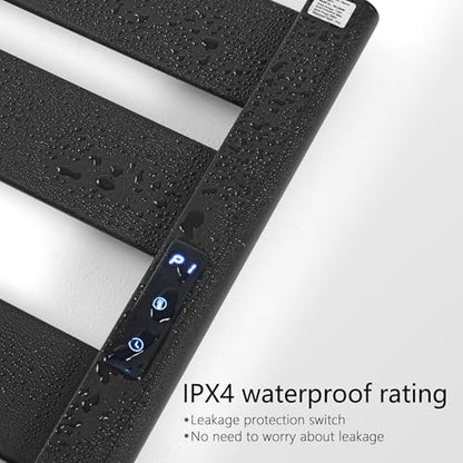 Towel Warmer for Bathroom, 6-Bar, Upgraded Extra-Wide Heating Area, Built-in Timer and Temperature Adjustment, Overheating Protection. Large Free-Standing Heated Towel Rack，Matte Black