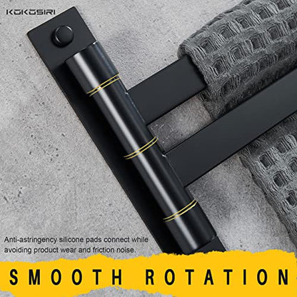 KOKOSIRI Bathroom Towel Bars Swivel Towel Rails Matte Black Swing Out Hand Towel Holder 2-Arm for Bath Kitchen Wall Stainless Steel B5007BK-A2 - size: 2-Bar