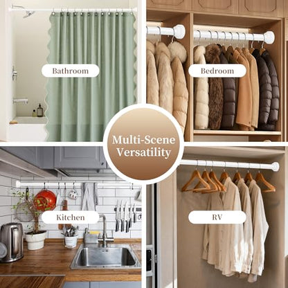 STARLATTA 2 Pack Shower Curtain Rods:43-80 Inch No Drilling Tension Rods, 1" Diameter Heavy Duty Adjustable, Stainless Steel Rust-Proof Spring Anti-Slip Curtain Rod for Bathroom (White,80'') - color: White, size: 43''-80''