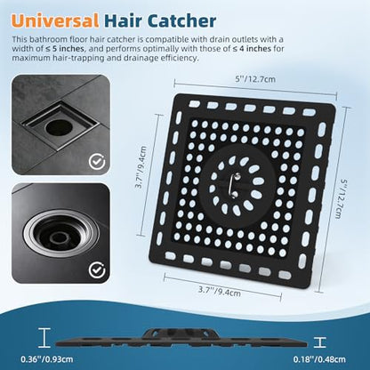 Hibbent Upgraded Shower Drain Hair Catcher, Shower Cover for Bathroom Floor 4" Drain, Anti-Clogging Strainer, Stainless Steel Kitchen Sink Strainer with Handle, Matte Black - color: 4' Matte Black