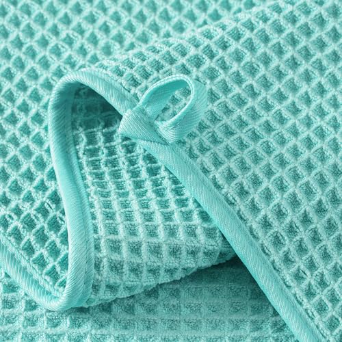 MICROFI New Microfiber Waffle Bath Towels, 2 Pieces, Oversized, Soft, Absorbent, Fast Drying, Lint Free 430 GSM (30''x60''/76cm x 152cm) - color: Turquoise