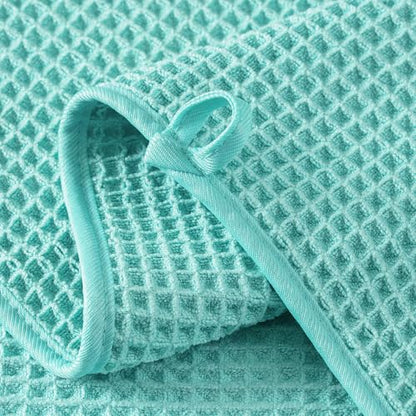MICROFI Microfiber Waffle Bath Towels, 4 Pieces, Soft, Absorbent, Fast Drying, Lint Free 430 GSM (27''x55''/68.58 cm x139.7 cm) - color: Turquoise
