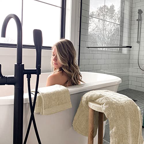 Luxury 3pc Bath Sheet Towel Set, Extra Large Bathroom Towel, 37x70 Viscose Derived from Bamboo & Cotton, Plush, Super Absorbent & Fast Drying, 1 Bath Sheets & 2 Hand Towels - Sand - color: Sand, size: 3pc