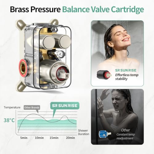 SR SUN RISE Shower System: 10 Inch Rainfall Shower Head with Handheld Combo Set - Slide Bar Bathroom Shower Faucet Set Wall Mounted (Valve and Trim Kit Included) - Brushed Nickel - color: Brushed Nickel