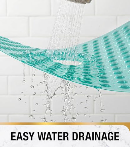 HITSLAM Square Shower Mat, Non Slip PVC Stall Mat, 24"x24", Green | Power Grip Suction Cups, Center Drain Hole, Built-In Hanging Holes, Machine Washable Bathroom Floor Mat, Soft On Feet - color: Mint Green