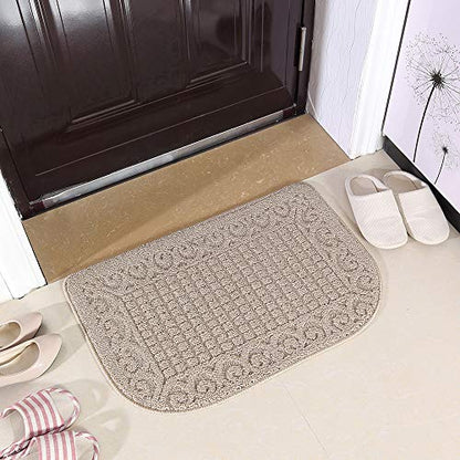 COSYHOMER 27x18 Half Round Kitchen Rug,Non Slip Washable Mat,Beige 1PC | Polypropylene tufted textile,small half circle rug,kitchen sink mat,Kitchen floor mat - color: Beige, size: 1'6" x 2'3" (Semicircular)