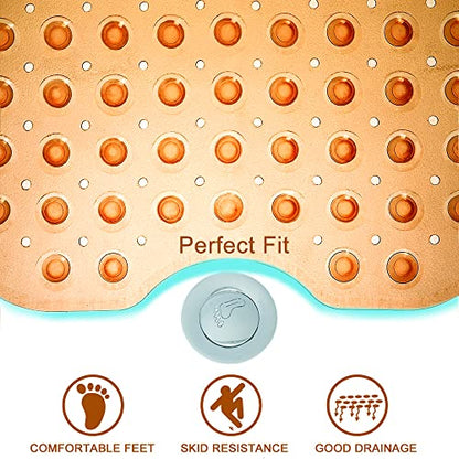 Tree Bud Bathtub Mats for Shower Tub Non-Slip Bath Mat 39 x 16 Inch Extra Long Shower Mat, Bath Tub Mat for Bathroom with Machine Washable, BPA Free for Kids (Clear Brown) - color: Clear Brown