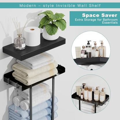 Vervida® Bathroom Towel Storage Rack, Towel Racks for Bathroom Wall Mounted Floating Shelf, Wall Towel Rack for Rolled Towels - size: 15" Towel Rack