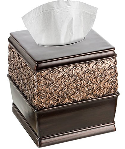 Dublin Brown Square Resin Tissue Box Cover - style: Square Tissue Box