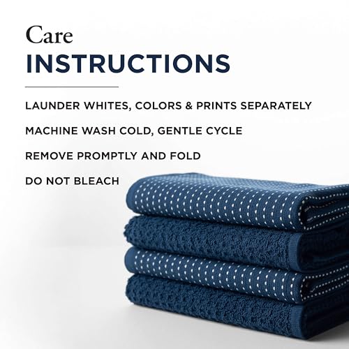 Thyme and Sage 100% Cotton Turkish Kitchen Hand Towels, Blueberry, 8 Pack | Premium Materials, 16"x26", Made in Turkey, Ultra Absorbent, 350 GSM - color: Blueberry, size: Pack of 8
