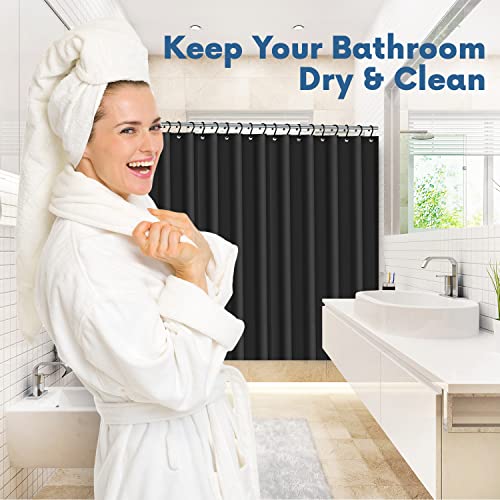 No Smell Shower Curtain Liner 72x72 Black - PEVA Plastic Shower Curtain for Bathroom, PVC-Free Waterproof Black Shower Liner with Metal Grommets and Magnet-Weighted Bottom Hem - Washable Liner - color: Black