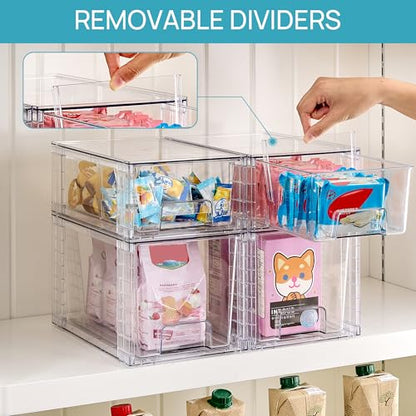 Vtopmart Clear Stackable Storage Drawers, 6 Pack Medium Organizer Set | Medium and Small Pull-Out PET Drawers with Stackable Design for Everyday Organization, Cabinets, Closets, Pantry - style: 3 Medium+3 Small