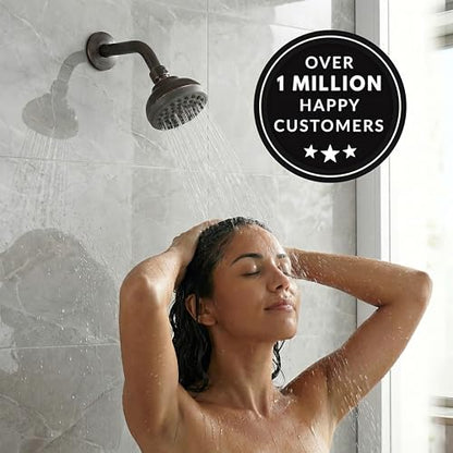 Aqua Elegante Pressure Boosting Shower Head - 1.8 GPM - Oil-Rubbed Bronze | 3 Inch Wall Mount, Water Saving Showerhead, Best For Low Flow Showers With Anti-Clog Nozzles & Adjustable Brass Fitting - color: Oil Rubbed Bronze, size: 1.8 GPM