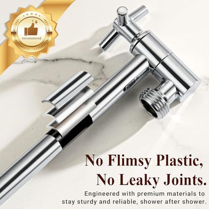 Brass 5 Inch Shower Head Extension Arm for Rain and Handheld Shower Head, Height & Angle Adjustable, Compatible with G1/2 Universal Connector | Easy to Install, Built to Last, Angle and Height Adjustable, Universal Fit