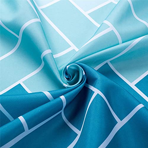 Teal Light Blue White Shower Curtains for Bathroom Guest, Polyester Fabric Set 12 Hooks Rings,Aqua Ombre 72"x72"Inch - color: Blue, size: 72"W x 72"L (Pack of 1)