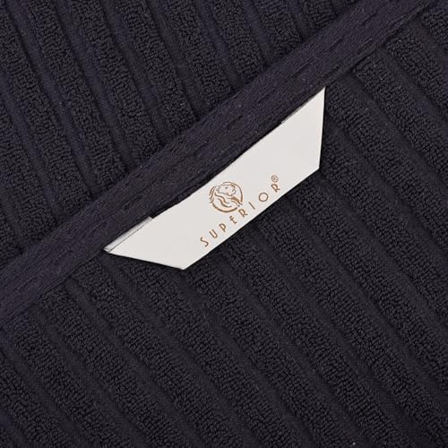 Superior Cotton 8-Piece Solid and Ribbed Towel Set, Face Towels 13” x 13”, Hand Towels 16” x 28”, Bath Towels 27” x 54”, Black - color: Black, size: 8 Piece Towel Set