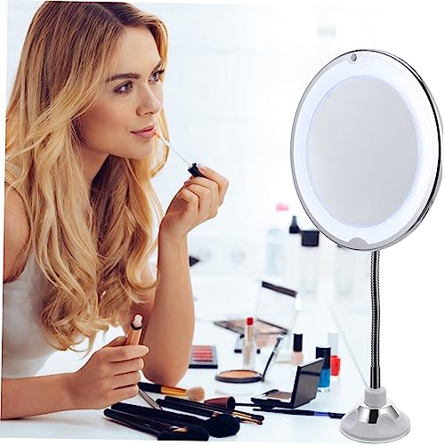 Mobestech Magnifying Vanity Mirror with LED Light and Rotating Suction Cup for Bathroom and Desktop Viewing Angle Makeup Mirror for Precise Eye Makeup and Personal Care