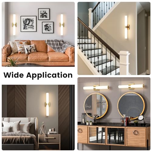 AIJIASI Bathroom Vanity Light Fixtures Over Mirror - 22.8 Inch Gold Bathroom Light Fixtures with Acrylic Shade 18W Dimmable 5CCT LED Vanity Light Modern Bathroom Sconces - color: Gold, size: 22.8 INCH