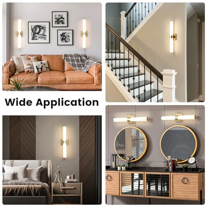 AIJIASI Bathroom Vanity Light Fixtures Over Mirror - 22.8 Inch Gold Bathroom Light Fixtures with Acrylic Shade 18W Dimmable 5CCT LED Vanity Light Modern Bathroom Sconces - color: Gold, size: 22.8 INCH
