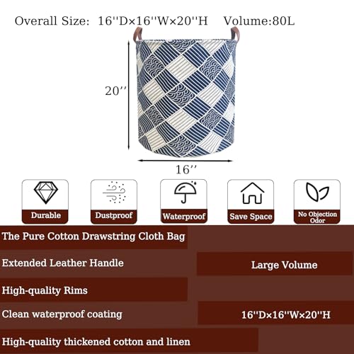 80L Waterproof Laundry Hamper in Family Leather Handle Laundry Basket in Dormitory Collapsible Laundry Bag in Nursery (91-Satisfied laundry hampers) - color: 91-Satisfied laundry hampers