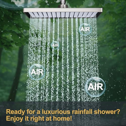 Cobbe Rainfall Shower Head for Bathroom, 11.8 Inch Large Rectangular with Adjustable Stainless Steel 11 Inch Extension Arm - Premium Quality Luxury Experience, No Tools Installation, Brushed Nickel - color: Brushed Nickel