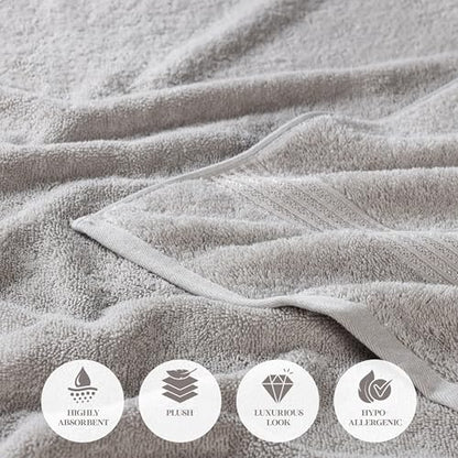 Superior Egyptian Cotton 2-Piece Bath Sheet Towel Set, Oversized Body Towels For Adults And Kids, Large Towel For Bath, Shower, Guest Bathroom, Spa, Gym, Resort, Essentials, Airbnb, Silver