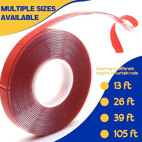 39 Ft Curtain Rod Tape - Smooth and Silent Sliding Accessories for Drapery Rings - Hard Surface - Wide - Make Curtains Slide Easier - size: 39ft