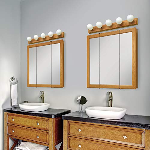 Design House Claremont Tri-View Medicine Cabinet, 30", Honey Oak | Wall Mount, Transitional, Wood, Bath, 545301-HOK - color: Honey Oak, size: 30 in. W x 30 in. H