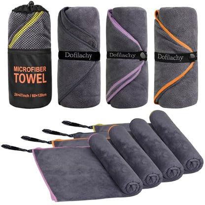 Dofilachy 4 Pack Camping Towel - Camping Towels Quick Dry Towel Microfiber Travel Sports Towel for Camp Bath Beach Swim, Large 24” x 48” - color: Black-4