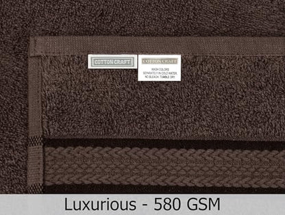 COTTON CRAFT Ultra Soft 6 Piece Towel Set - 100% Cotton Towels - Chocolate | Absorbent 580 GSM Quick Dry Everyday Premium Luxurious Bathroom Towels - 2 Large Bath Towels, 2 Hand Towels, 2 Washcloths - color: Chocolate, size: 6 Piece Towel Set