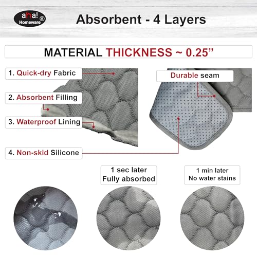 Bathroom Sink Splash Guard Oval-Hole Rectangle-Hole: AHA HOMEWARE, Faucet Mat for Bathroom Sink Oval Base, Bathroom Sink Water Splash Guard Centerset Rectangle Base (Gray & Gray) - color: Gray & Gray