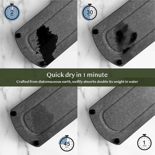 2PCS Absorbing Stone Soap Tray, Quick Dry Diatomaceous Earth Drying Rack | Self-draining, mold-resistant water absorbing soap holder; shower caddy, soap dispenser & sponge organizer, kitchen bathroom. - color: Dark Gray