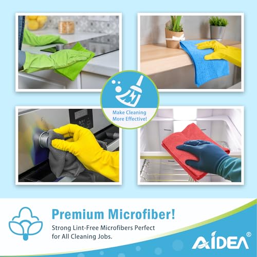 AIDEA Microfiber Cleaning Cloth Grey-50PK, Soft Absorbent Rags, Microfiber Towels for Cars, Kitchen Towels, Dusting Cloth for Home, Window, Cleaning Supplies, 12"×12" - color: Grey