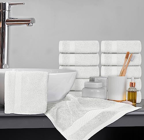 White Classic Luxury Cotton Washcloths 13x13 Inch - 650 GSM Turkish Cotton | Hotel, Spa, Bathroom Face Towel | 12 Pack, Silver - color: 05: Silver