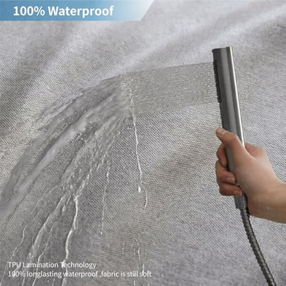 Waterproof Fabric Shower Curtain,No Liner Needed,72x72,Grey | 2-in-1 Design,Linen Textured,100% Waterproof TPU-Laminated Backing,Magnetic Weighted,Machine Washable,For Bathroom,Hotel - color: Grey, size: 72"W x 72"L (Pack of 1)