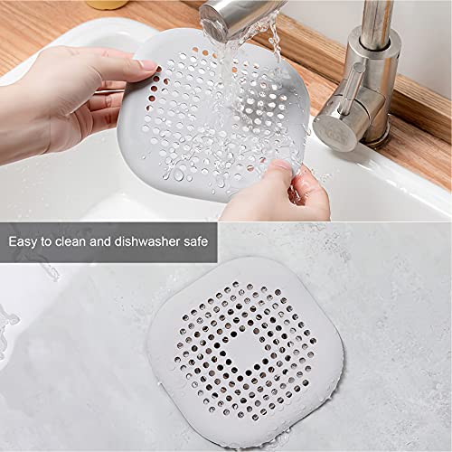 2 Pieces Shower Drain Hair Catcher Bathtub Stopper Home Drain Protectors Drain Cover with Sucker Water Trap Sink Cover for Bathroom Bathtub and Kitchen (Grey,Grey) - color: Grey,grey