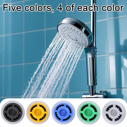 20pcs Multi Color Shower Head Flow Restrictors, Plastic GPM 1.5/1.8/2.0/2.5/3.0 Water Saver Faucet Adapters Shower Head Flow Limiter Water Pressure Reducer for Bathroom Toilet